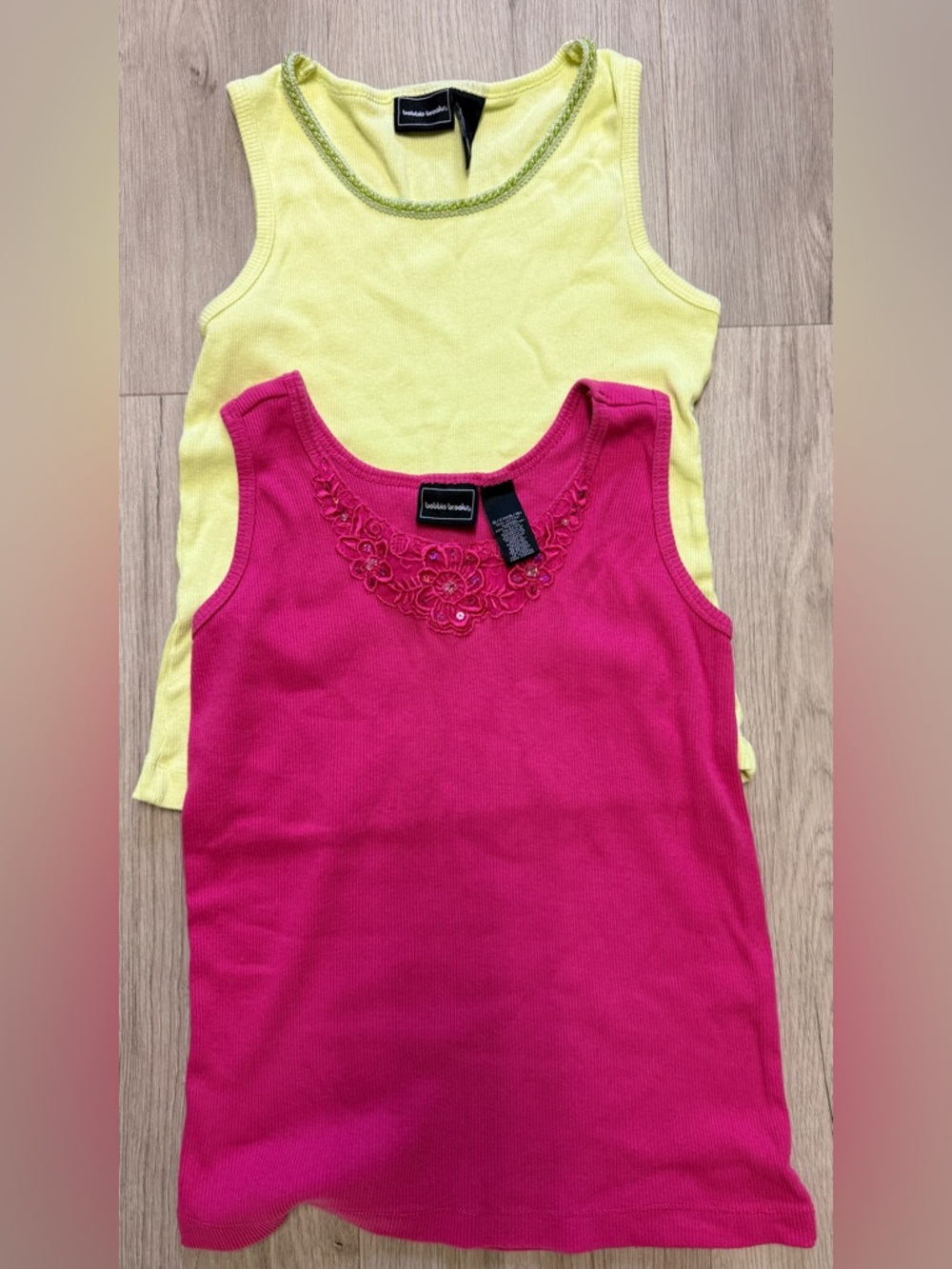 Bobbie Brooks Pink & Yellow Layered Muscle Tank Set